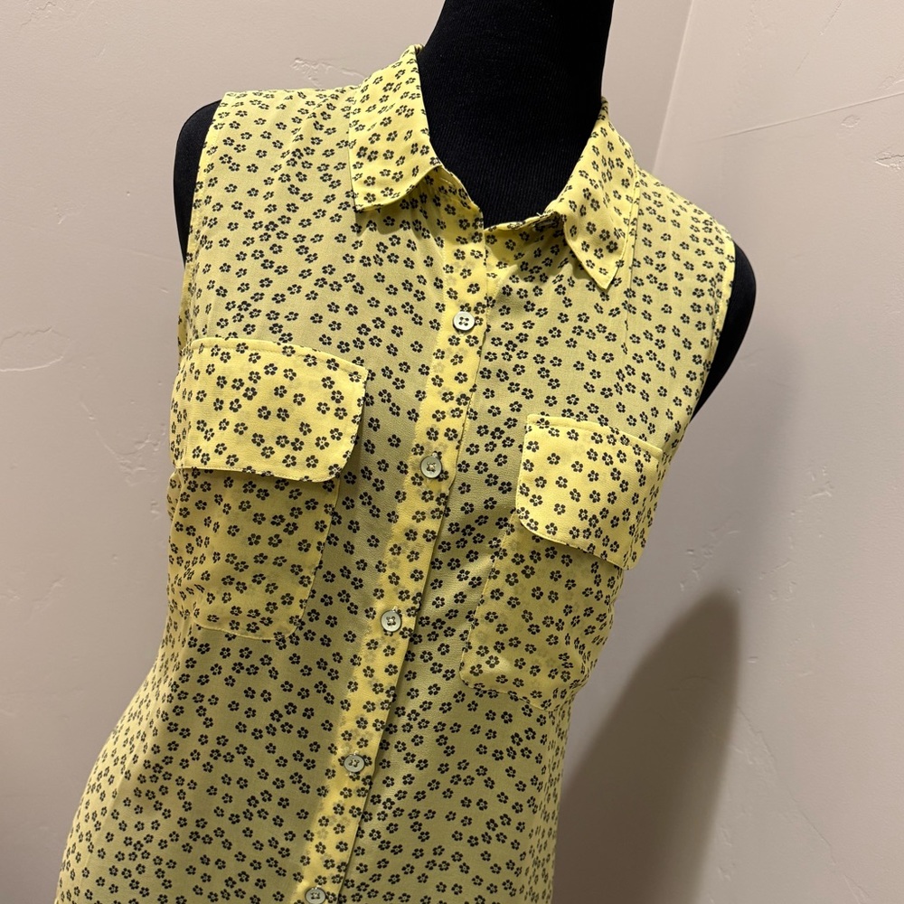 CAbi Yellow Floral Sleeveless Blouse